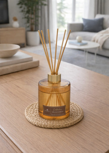 Diffuseur de parfum Albie, verre strié Orange