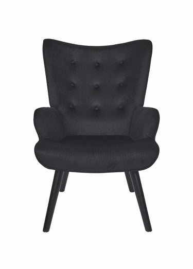 Fauteuil velours et dossier capitonné 1N Noir