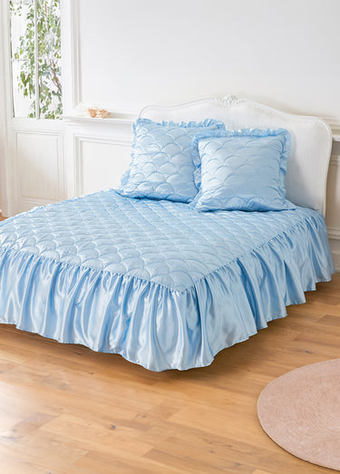 Couvre-lit satin uni matelassé Ciel