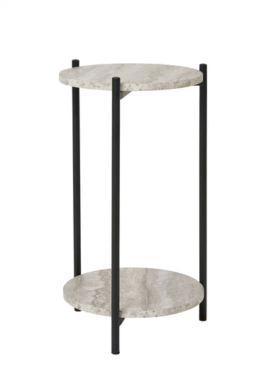 Table d'appoint 2 tablettes travertin Noir/Beige