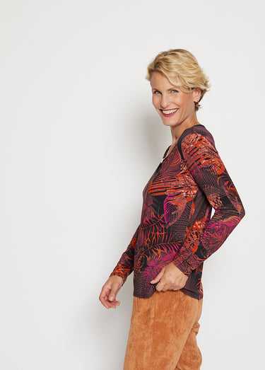T-shirt imprimé encolure ronde bijou Imprime Violet