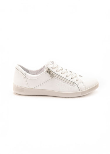 Baskets cuir lacets et zip, semelle confort Blanc