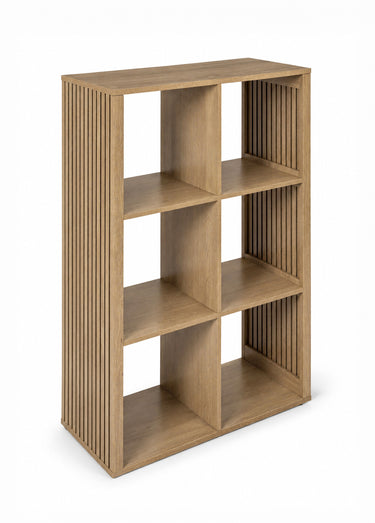 Meuble 6 cases côtés striés KLAUS Marron