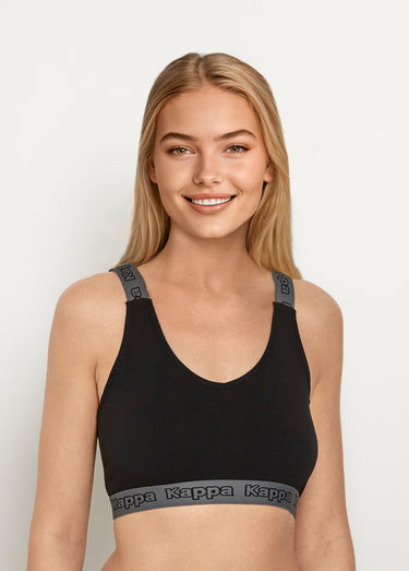 Brassière de sport bretelles logo Noir