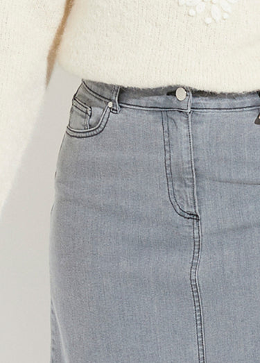 Jupe trapèze en jean stretch Gris