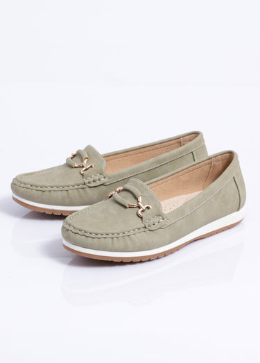Mocassins compensés souples largeur confort Kaki