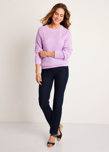 Pull maille brillante col rond Lilas