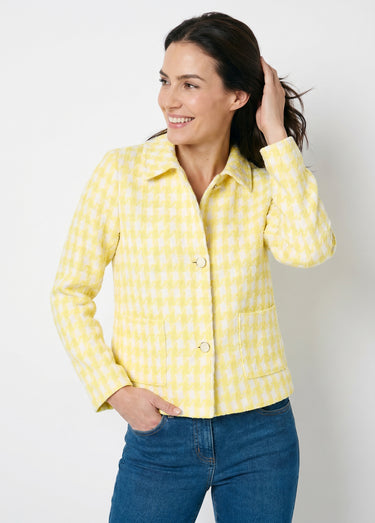 Veste pied de poule courte Jaune/Blanc