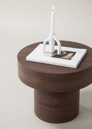 Table basse ronde en bois, plateau épais Marron