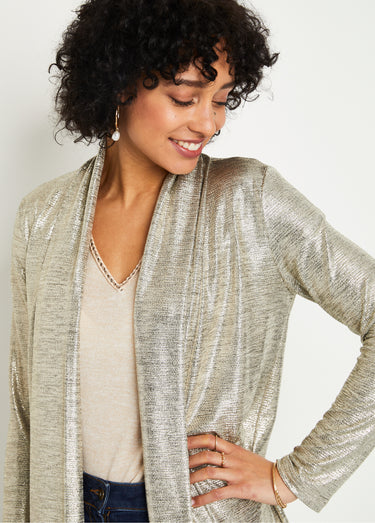 Veste longue maille brillante cérémonie Dore