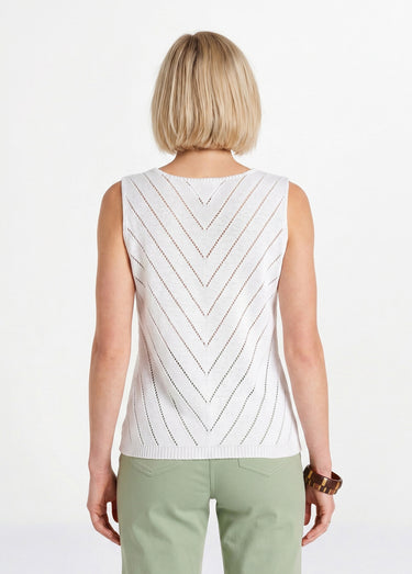 Pull débardeur fin ajouré coton Blanc