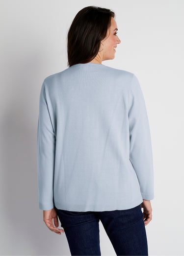 Gilet cardigan boutonné court uni Ciel