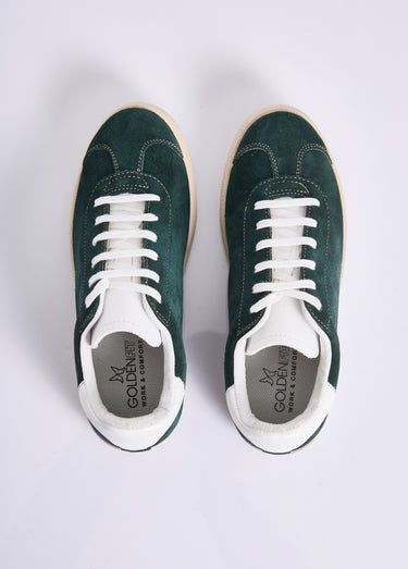 Baskets unies compensées cuir à lacets Vert