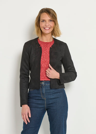 Veste courte à basques en suédine Noir