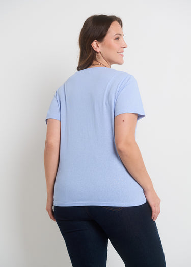 T-shirt maille pailletée manches courtes Ciel