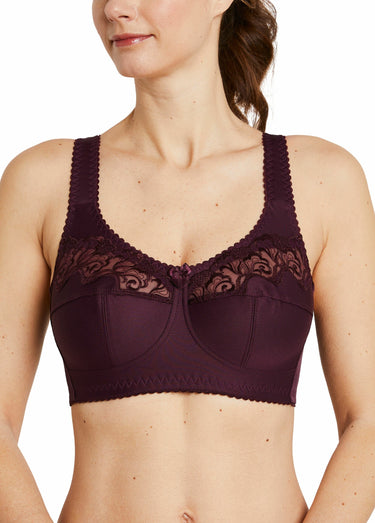 Soutien-gorge sans armatures tulle brodé Prune