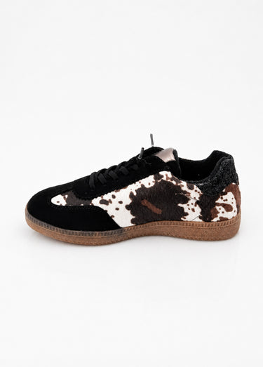 Baskets femme motif animalier à paillettes Noir