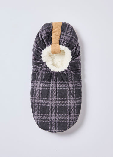 Chaussons chauds fourrés sherpa Carreaux Noir