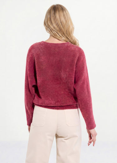 Pull côtelé col rond sans emmanchures boîte Bordeaux