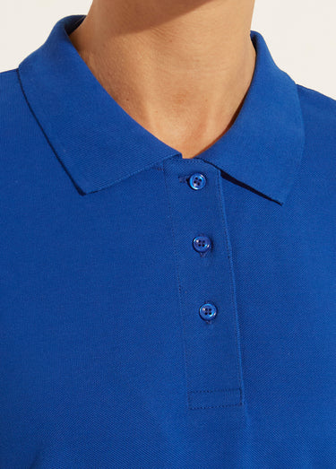 T-shirt maille piquée coton col polo Bleu Dur
