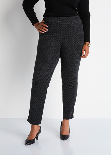 Legging droit ceinture élastiquée avec laine Noir/Anthracite