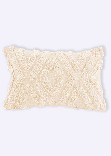 Coussin déco, motif en relief losanges Naturel