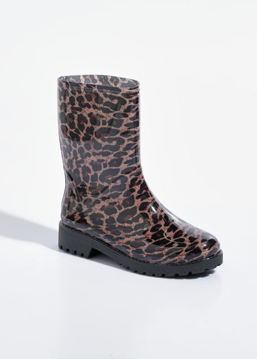 Bottines de pluie léopard semelle crantée Leopard