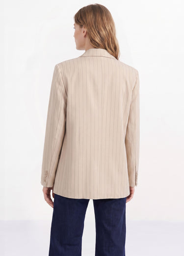 Veste col tailleur avec rayures tennis Beige rayé