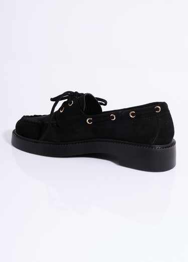 Mocassins en suédine avec oeillets métal Noir