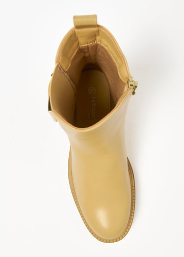 Chelsea boots semelle crantée et boucle Beige