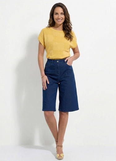 Bermuda taille haute denim stretch Stone