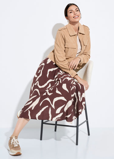 Blouson zippé court velours grosses cotes Beige