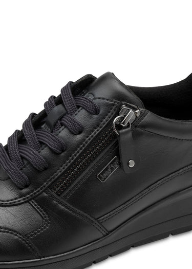 Derbies compensés en cuir à lacets Noir