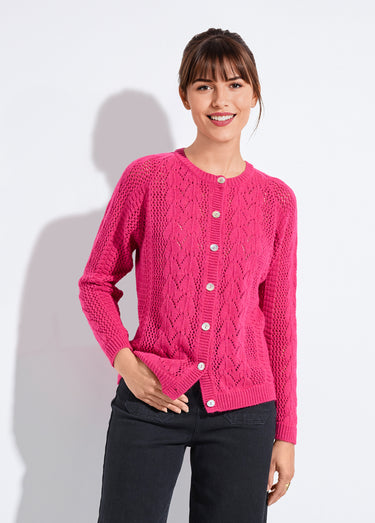 Gilet boutonné ajouré avec laine et cachemire Cassis