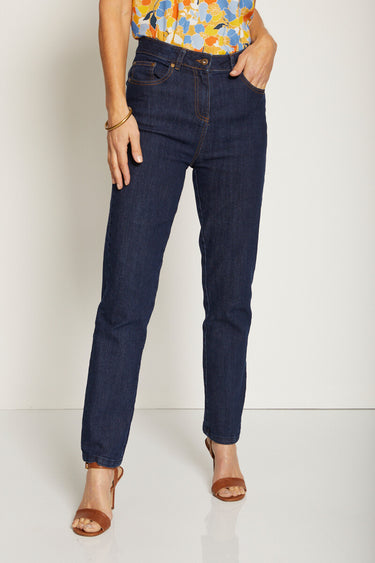 Jean 5 poches ceinture extensible coton stretch Indigo