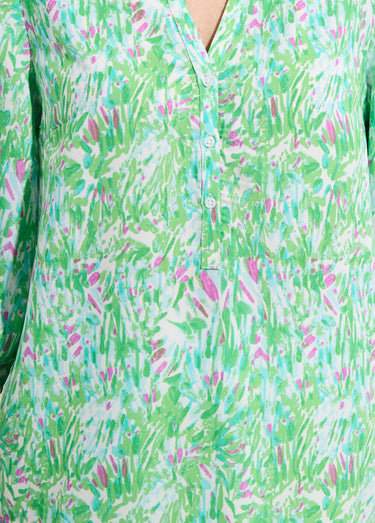 Tunique ample longue imprimée manches 3/4 Imprime Vert