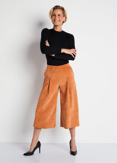 Jupe-culotte longue velours milleraies Caramel