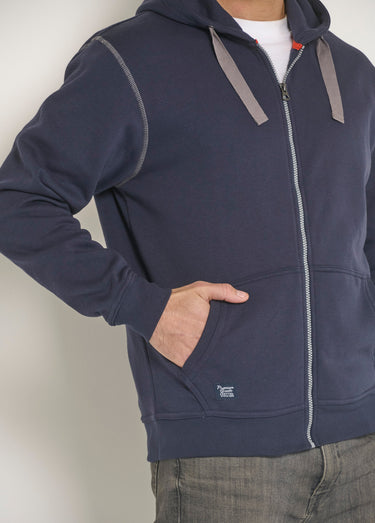 Sweat zippé à capuche détails contrastants Marine