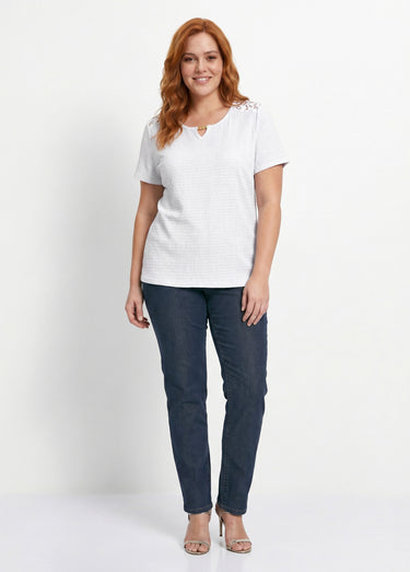 T-shirt court dentelle Blanc