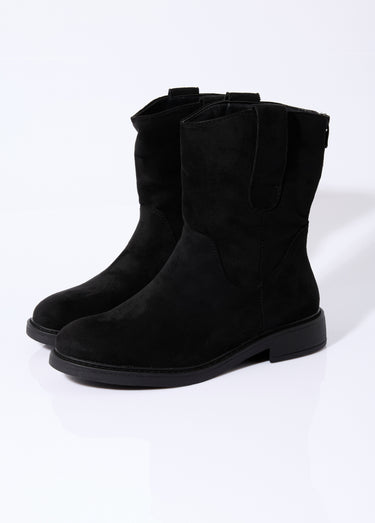 Bottines plates en suédine Noir