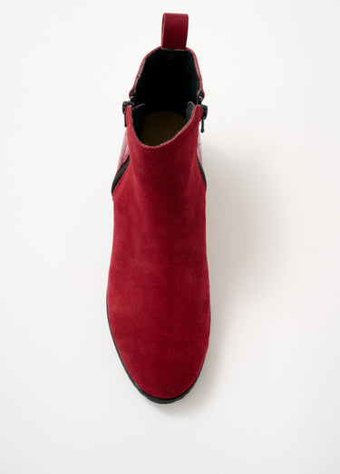 Boots largeur confort zippées cuir Bordeaux