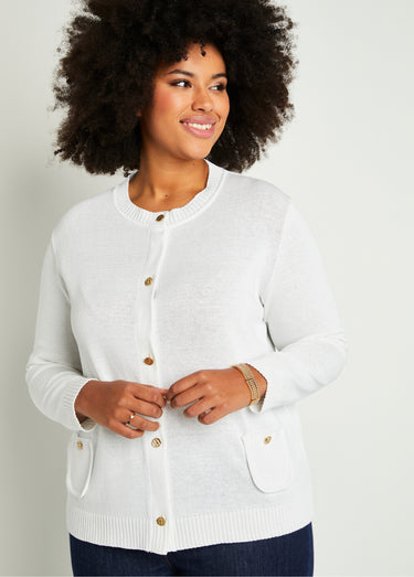 Gilet cardigan court boutonné Blanc
