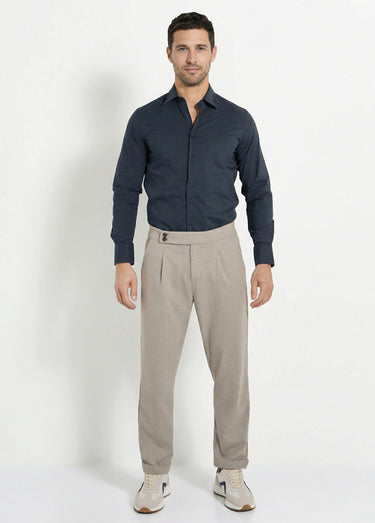 Chemise en coton stretch, col à pointes Marine