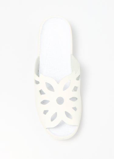 Mules fantaisie en cuir, largeur confort Blanc