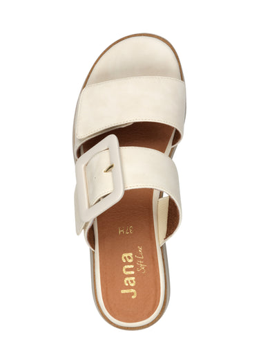 Mules 2 brides avec semelle compensée Beige
