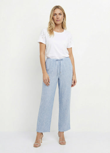 Pantalon tailleur rayé aspect irrégulier Bleu
