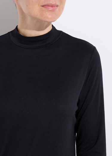 T-shirt doux col montant manches longues Noir