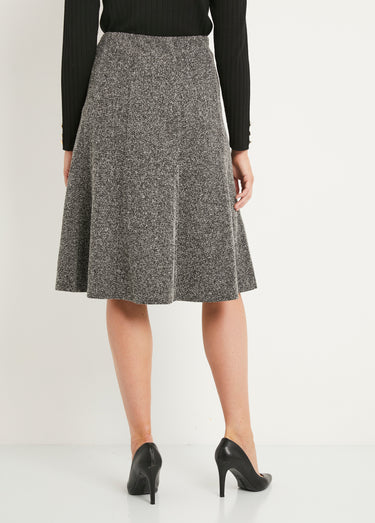 Jupe évasée maille jacquard taille élastiquée Chevrons Gris