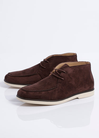 Low boots à lacets, semelle contrastée Marron