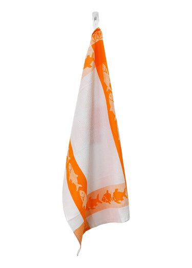 Lot de 3 torchons jacquard assortis, Carré 1O Orange